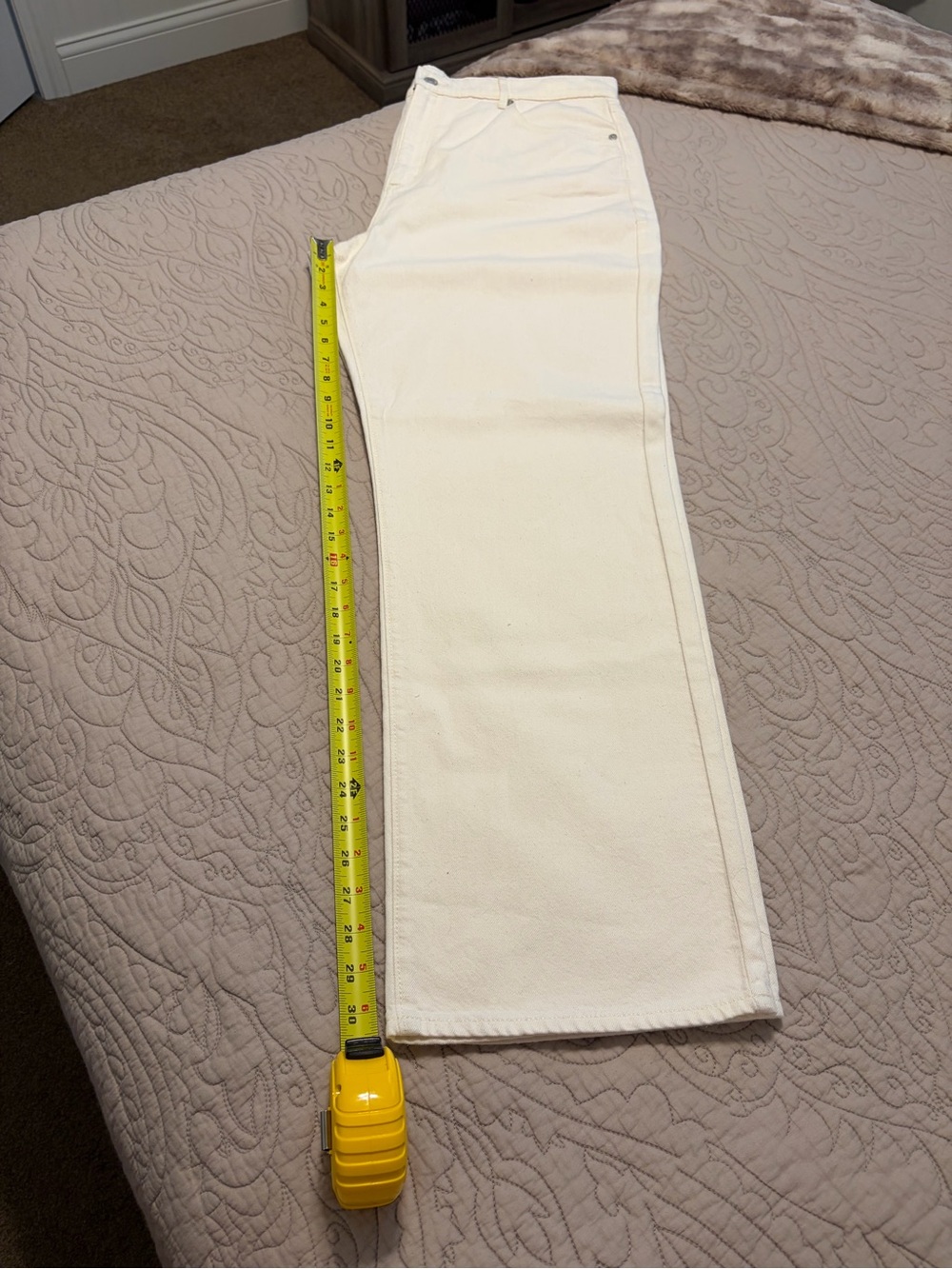 LOFT Cream Wide-Leg Jeans